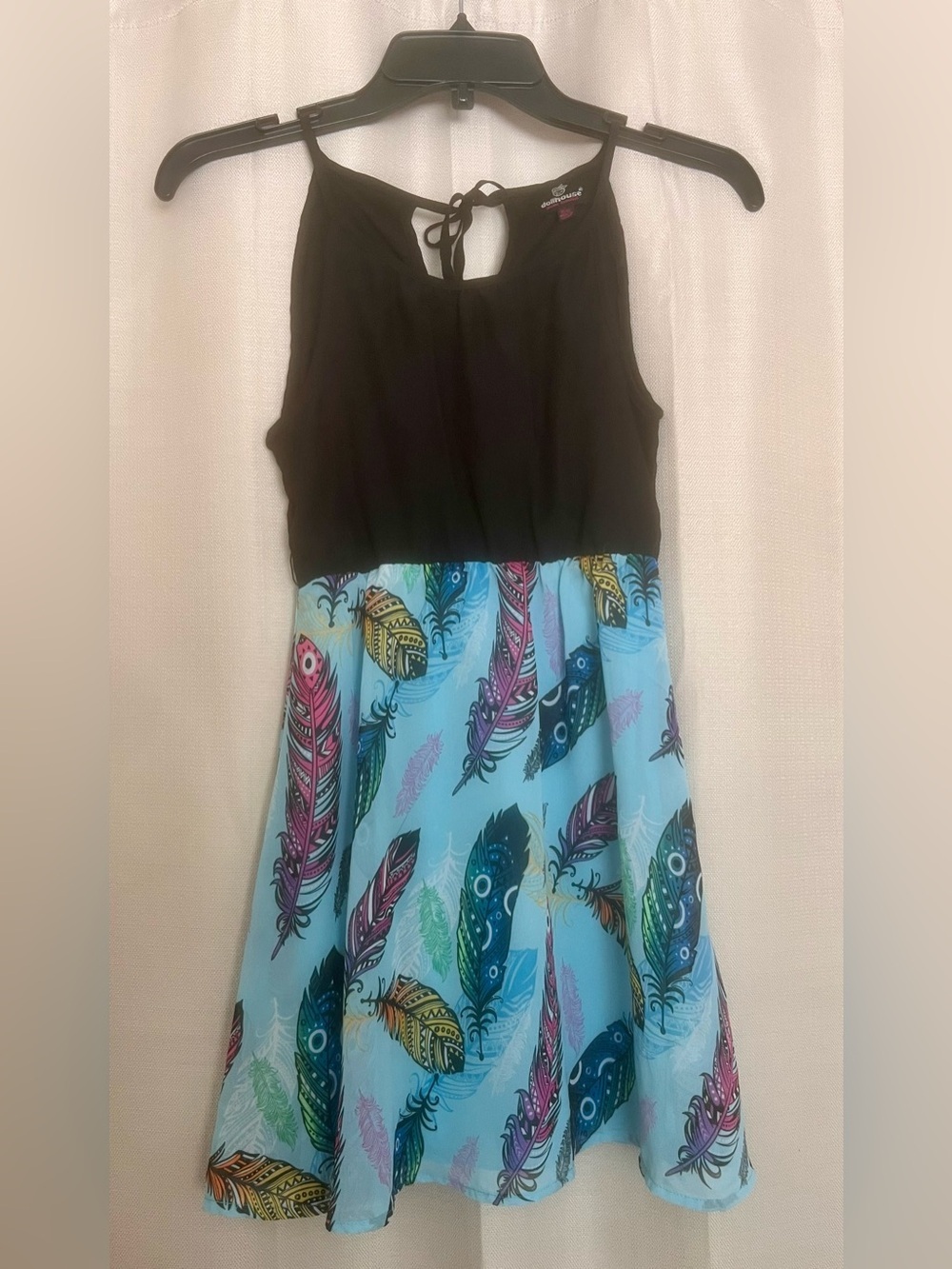 Dollhouse Girls Feather Print Sleeveless Dress Size 10/12